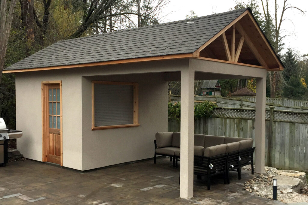 Stucco with timber gable